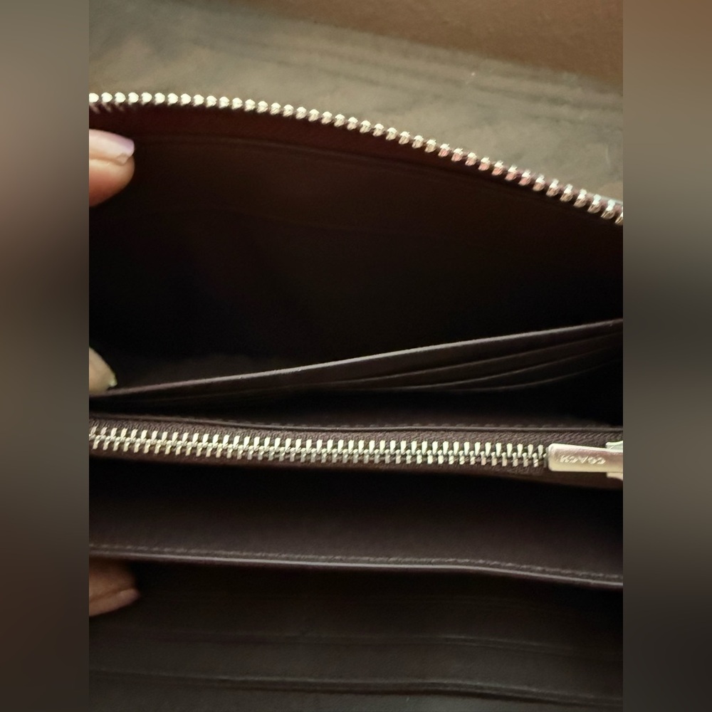 Coach Maroon Leather Zip Wallet - Picture 4 of 5